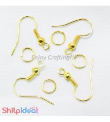 Earring Hooks with Jumping Ring - Golden - 5 Pairs